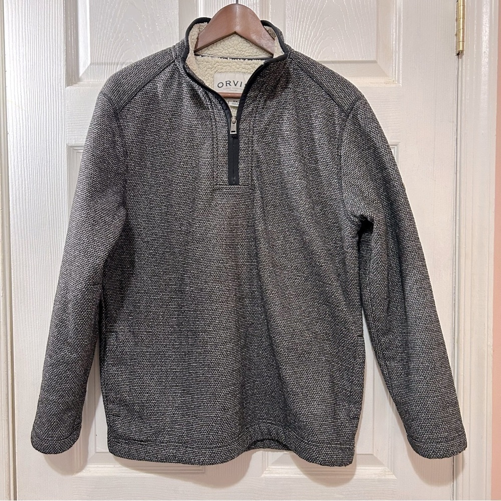 Orvis Quarter Zip Sweater Sherpa Lined Size Medium Winter Warm